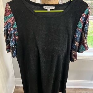 Black top with sequin sleeves
